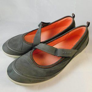 Ecco Women's Gray Mary Janes Shoes Hook Loop Strap Size 41